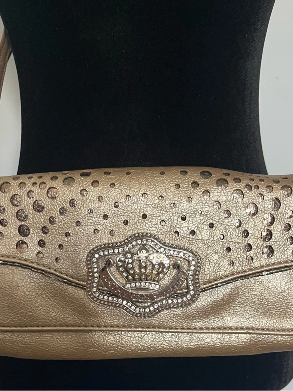 Gold Stud-Accent Kathy Crossbody Bag with Crown Emblem - Picture 2 of 12